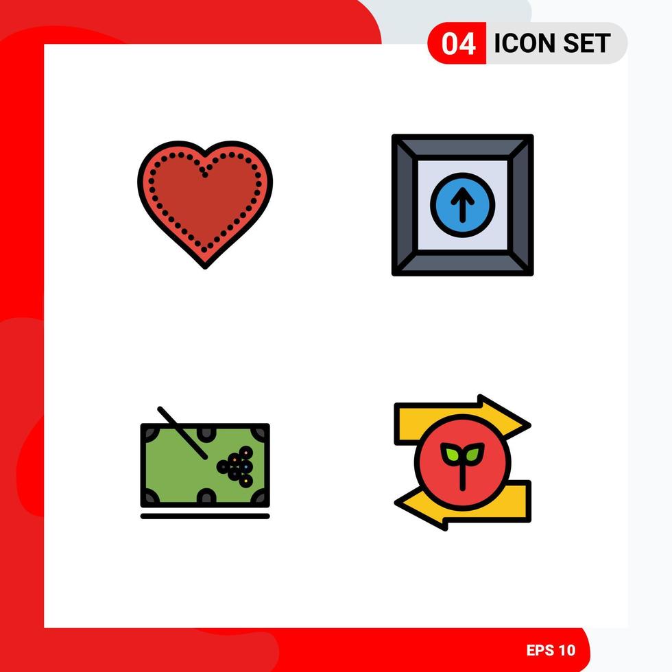 universeel icoon symbolen groep van 4 modern gevulde lijn vlak kleuren van hart zwembad favoriete Product stok bewerkbare vector ontwerp elementen