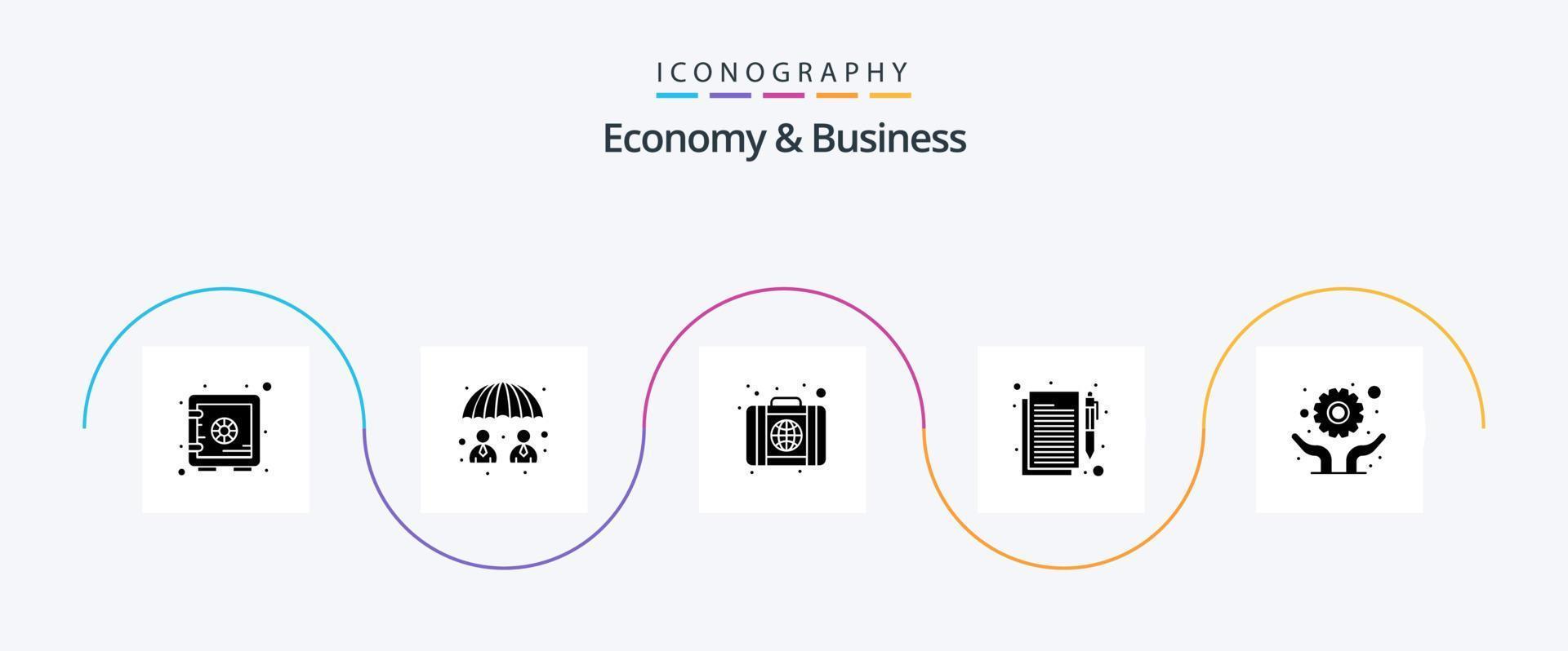 economie en bedrijf glyph 5 icoon pak inclusief Bewerk. browser. teken. contract vector