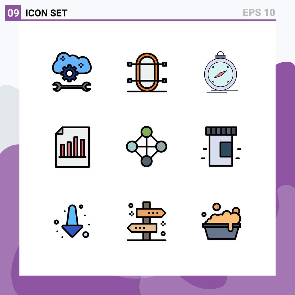 pictogram reeks van 9 gemakkelijk gevulde lijn vlak kleuren van Vermelding document roeien plaats navigatie bewerkbare vector ontwerp elementen