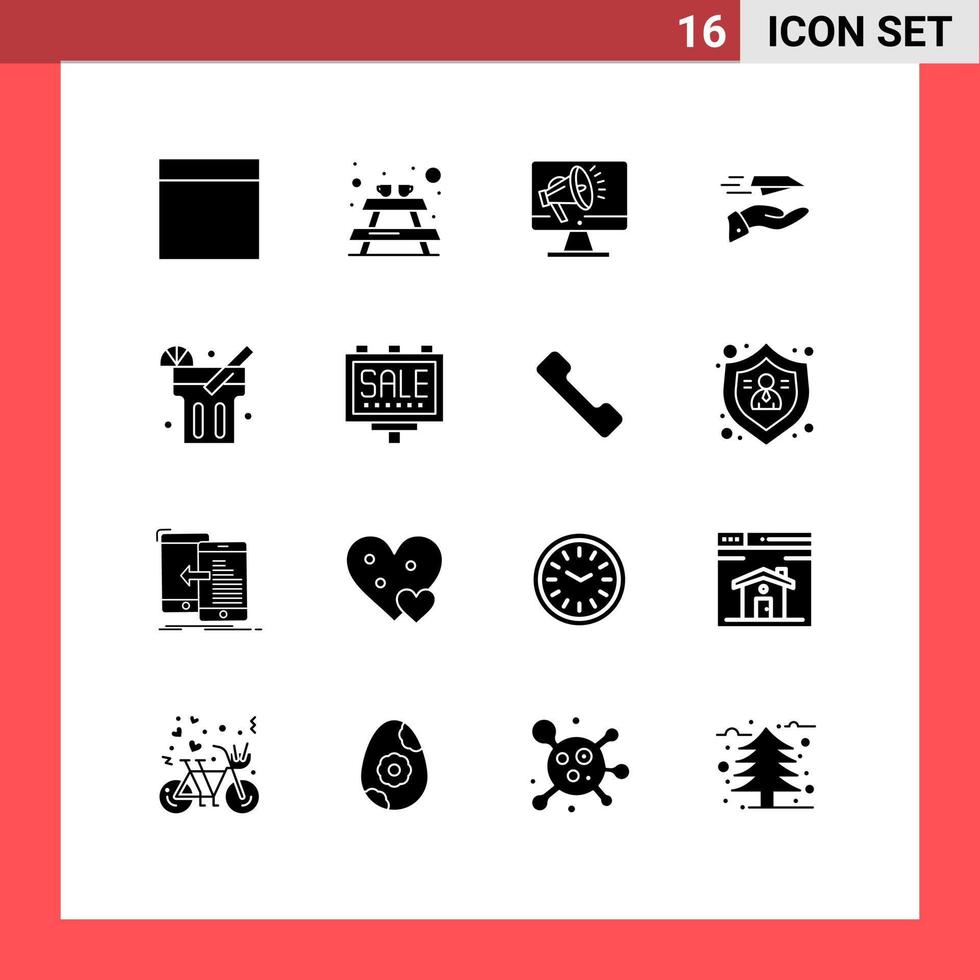 voorraad vector icoon pak van 16 lijn tekens en symbolen voor voedsel limonade spreker te ontvangen papier vlak bewerkbare vector ontwerp elementen