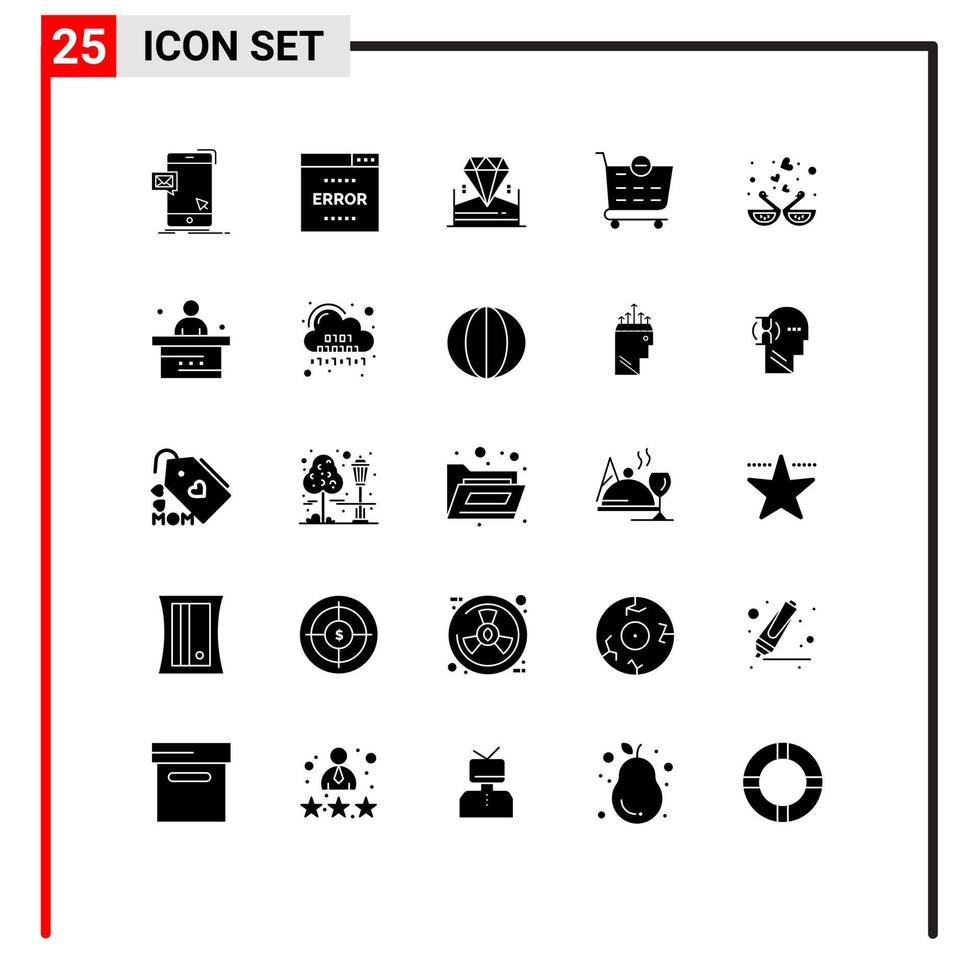 reeks van 25 modern ui pictogrammen symbolen tekens voor dier verwijderen bladzijde uitchecken juweel bewerkbare vector ontwerp elementen