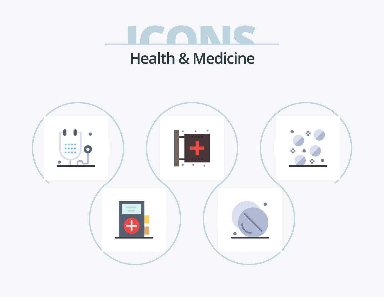 Gezondheid en geneeskunde vlak icoon pak 5 icoon ontwerp. tabletten. geneesmiddel. medisch. Gezondheid. geschiktheid vector