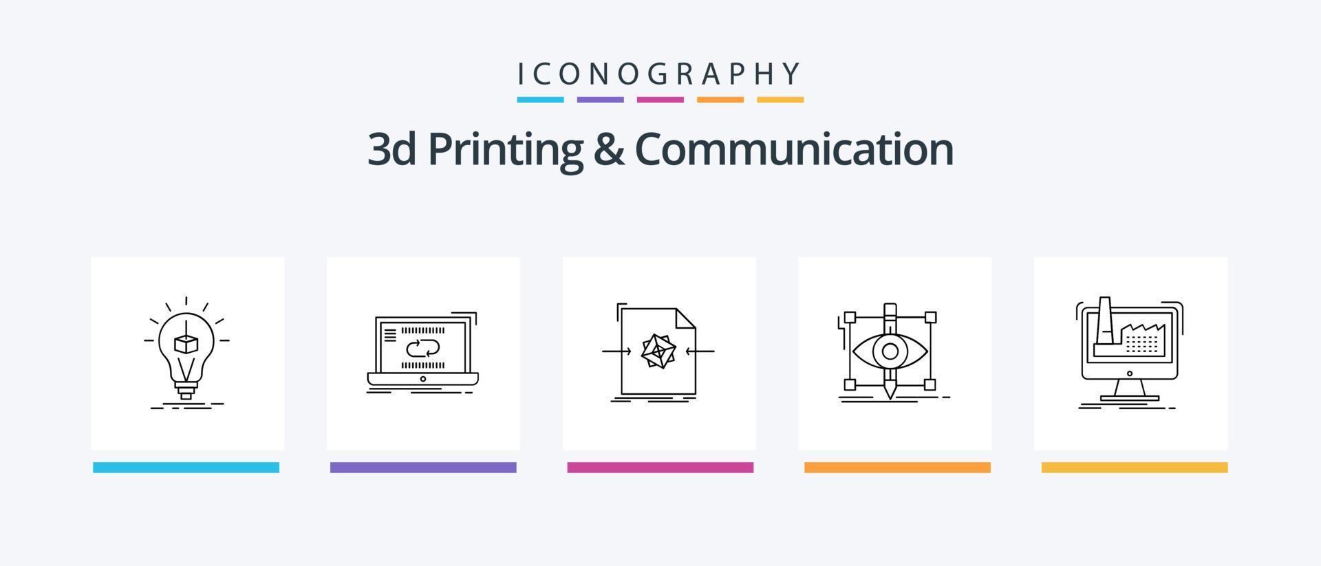 3d het drukken en communicatie lijn 5 icoon pak inclusief internetten. gegevens. netwerk. telefoon. telefoon. creatief pictogrammen ontwerp vector