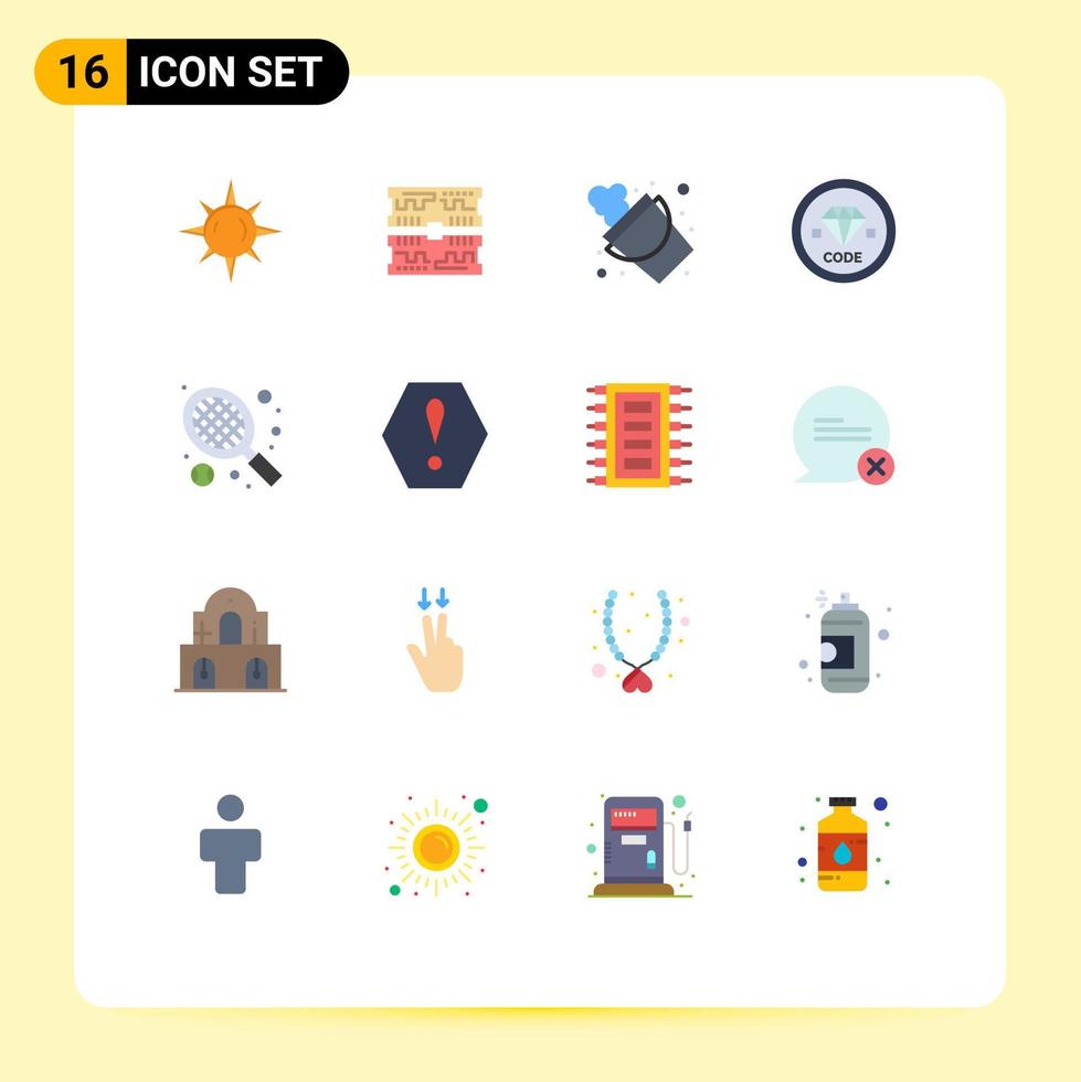 reeks van 16 modern ui pictogrammen symbolen tekens voor sport programmering brand ontwikkeling codering bewerkbare pak van creatief vector ontwerp elementen