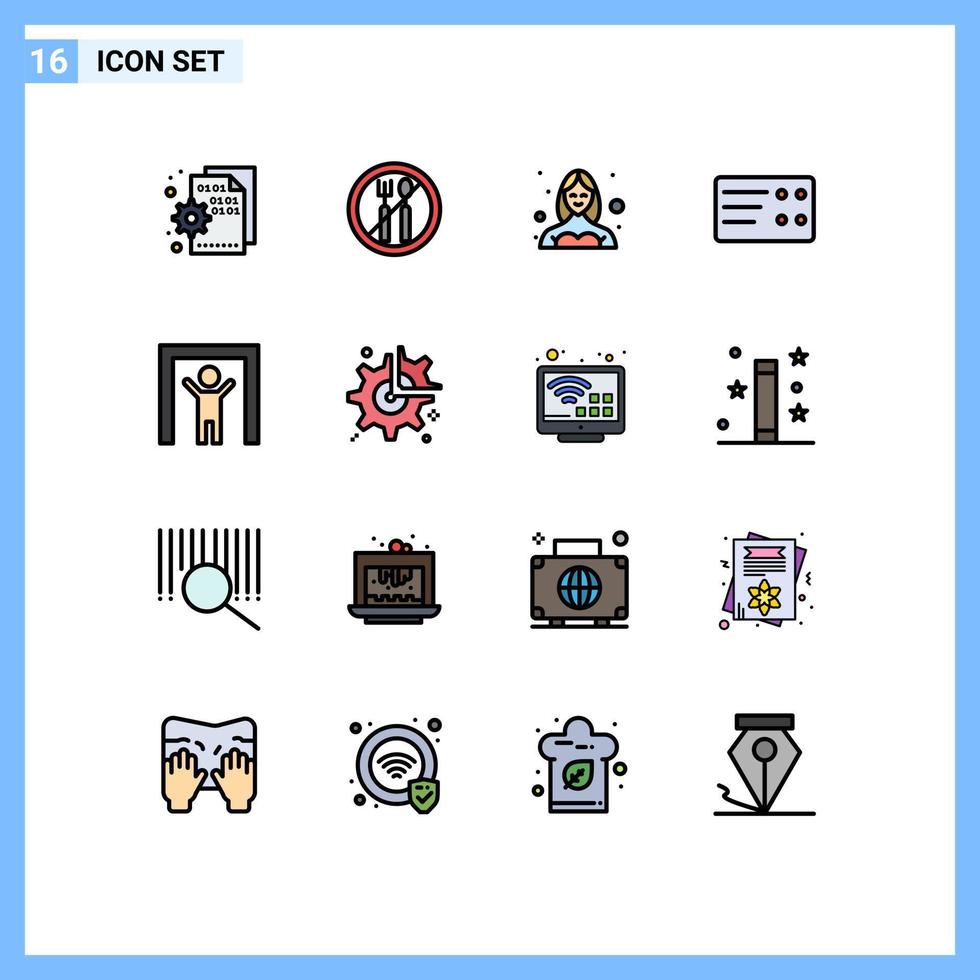 reeks van 16 modern ui pictogrammen symbolen tekens voor veiligheid menselijk scanner avatar vervoer gebruiker bewerkbare creatief vector ontwerp elementen