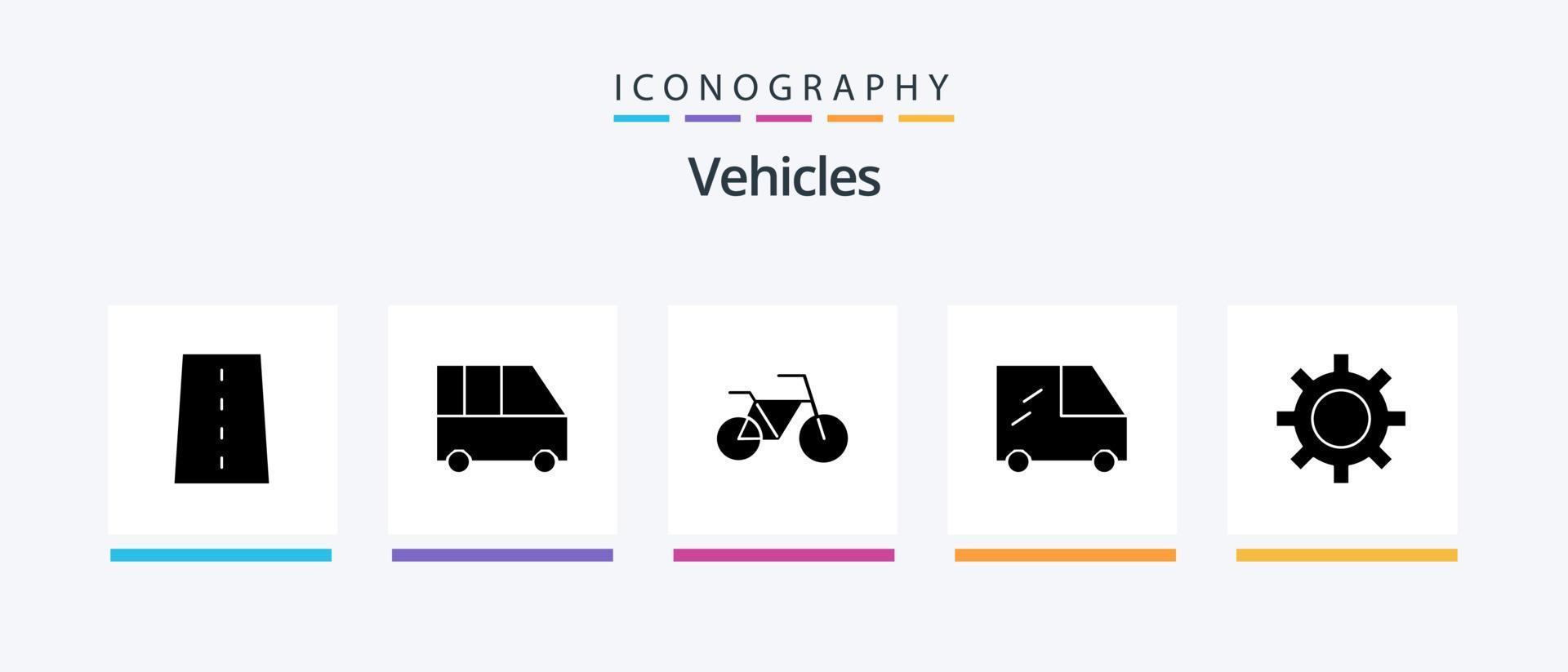 voertuigen glyph 5 icoon pak inclusief . voertuig configuratie. passagier bestelwagen. voertuigen. voertuigen. creatief pictogrammen ontwerp vector