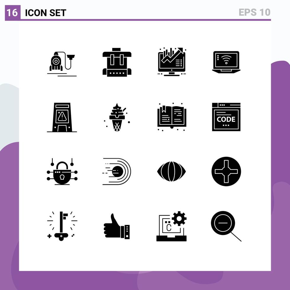 voorraad vector icoon pak van 16 lijn tekens en symbolen voor signalering verdieping bedrijf groei Wifi computer bewerkbare vector ontwerp elementen