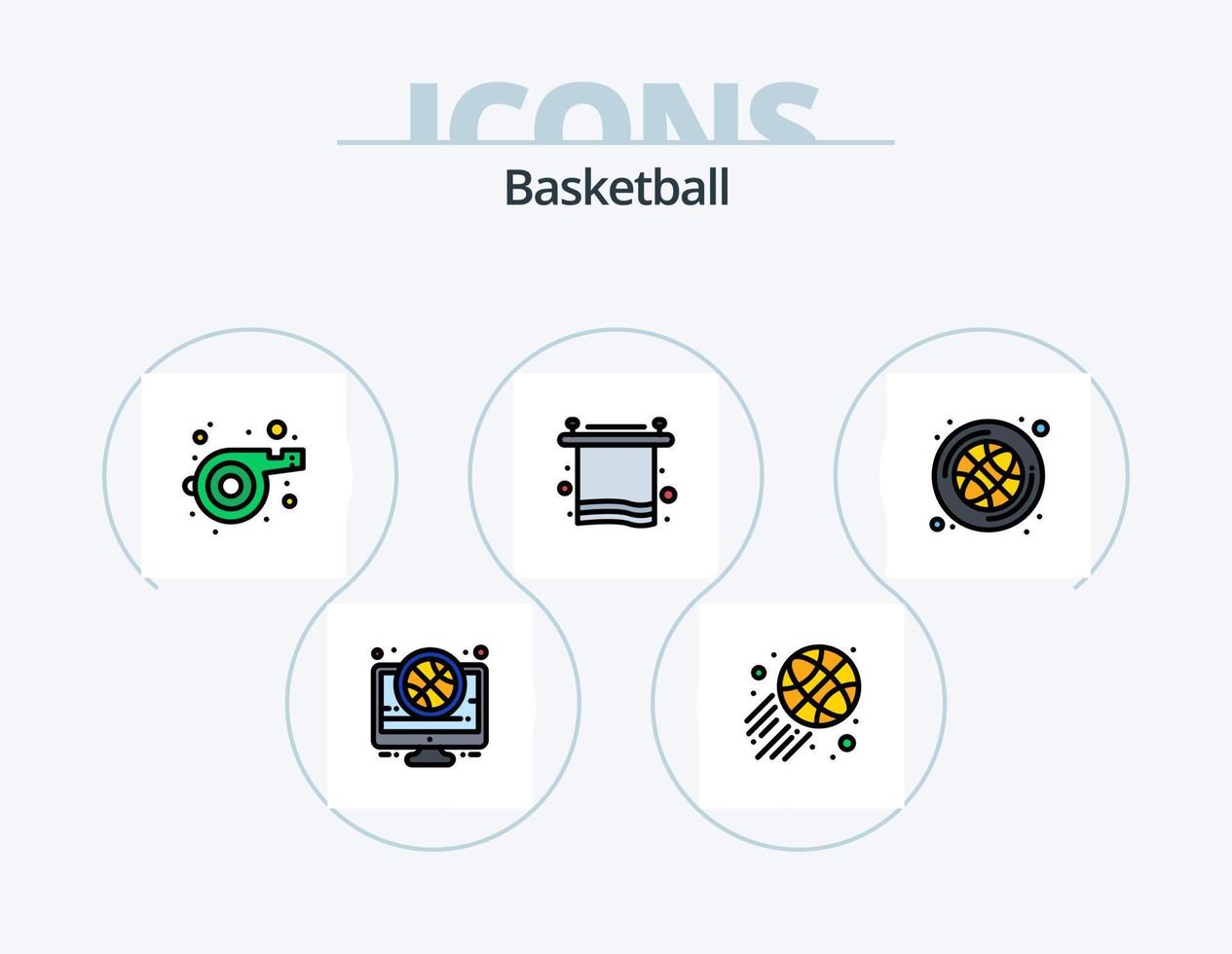 basketbal lijn gevulde icoon pak 5 icoon ontwerp. plaats. basketbal. sport. mand. netto vector