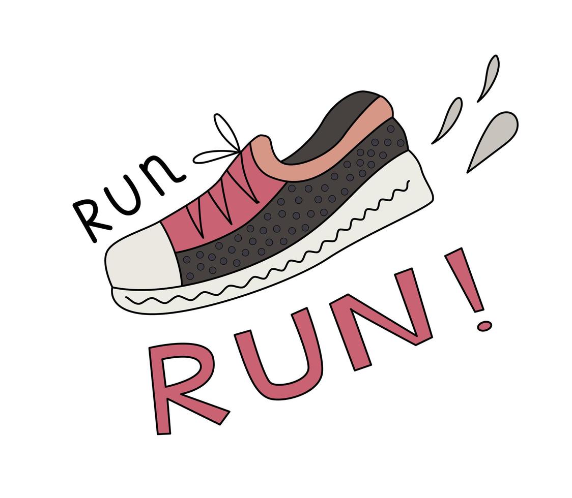 sneaker en run-letters vector