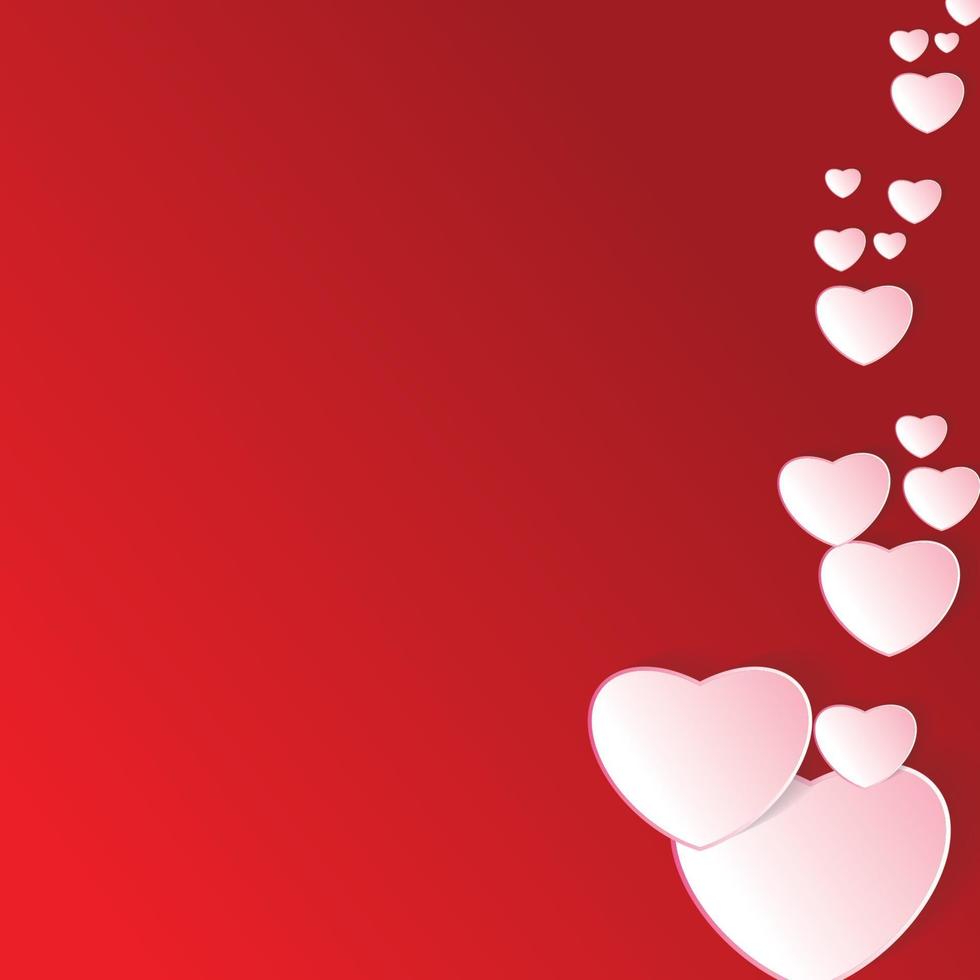 Valentijnsdag vector papier met rode achtergrond. hart ontwerp en cloud vectorillustratie