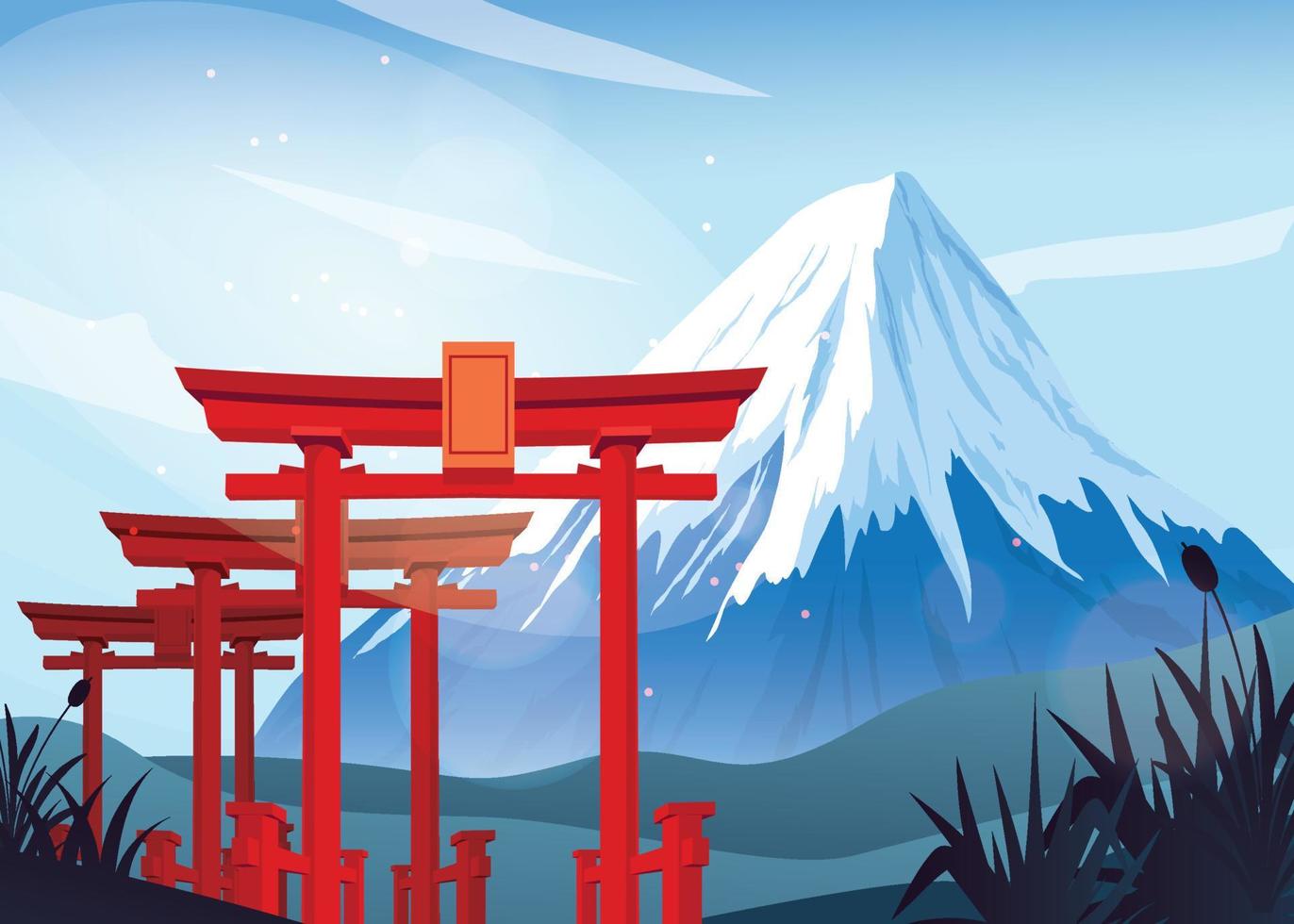 Japan landschap mooi hoor achtergrond poster vector