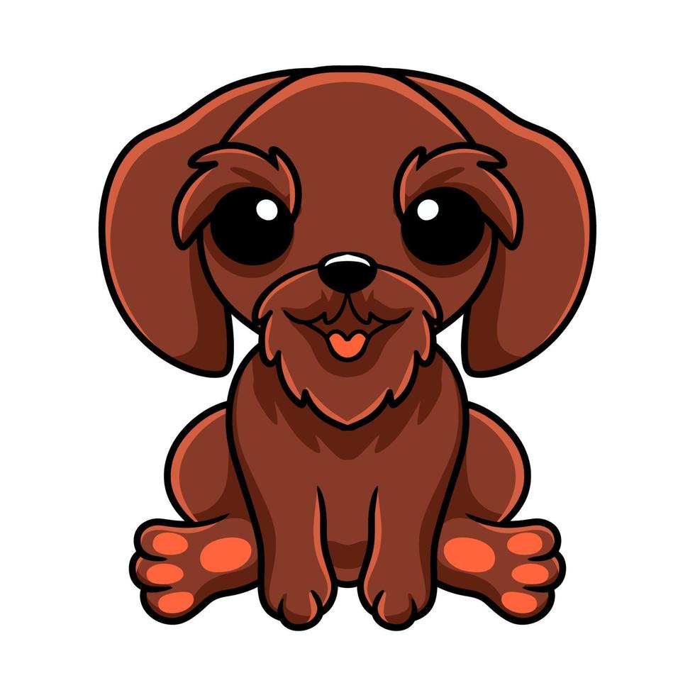 schattig pudelwijzer hond tekenfilm zittend vector