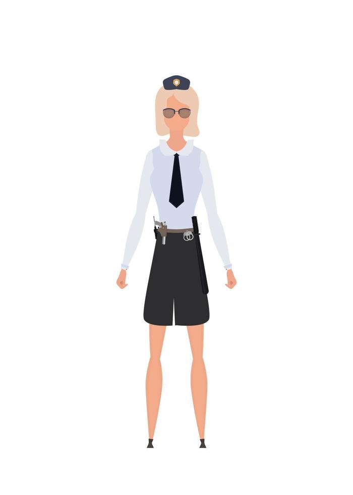 jong vrouw officier, professioneel leger vrouw karakter illustratie vector