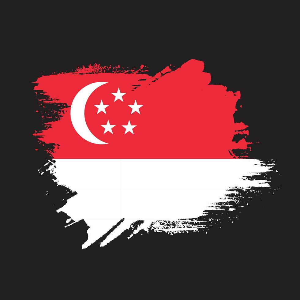 inkt borstel beroerte Singapore vlag vector