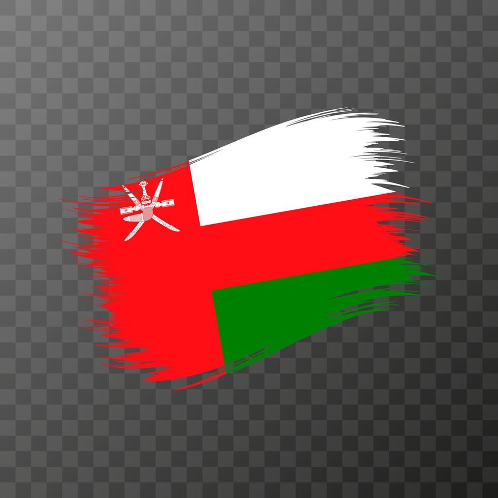 Oman nationaal vlag. grunge borstel hartinfarct. vector