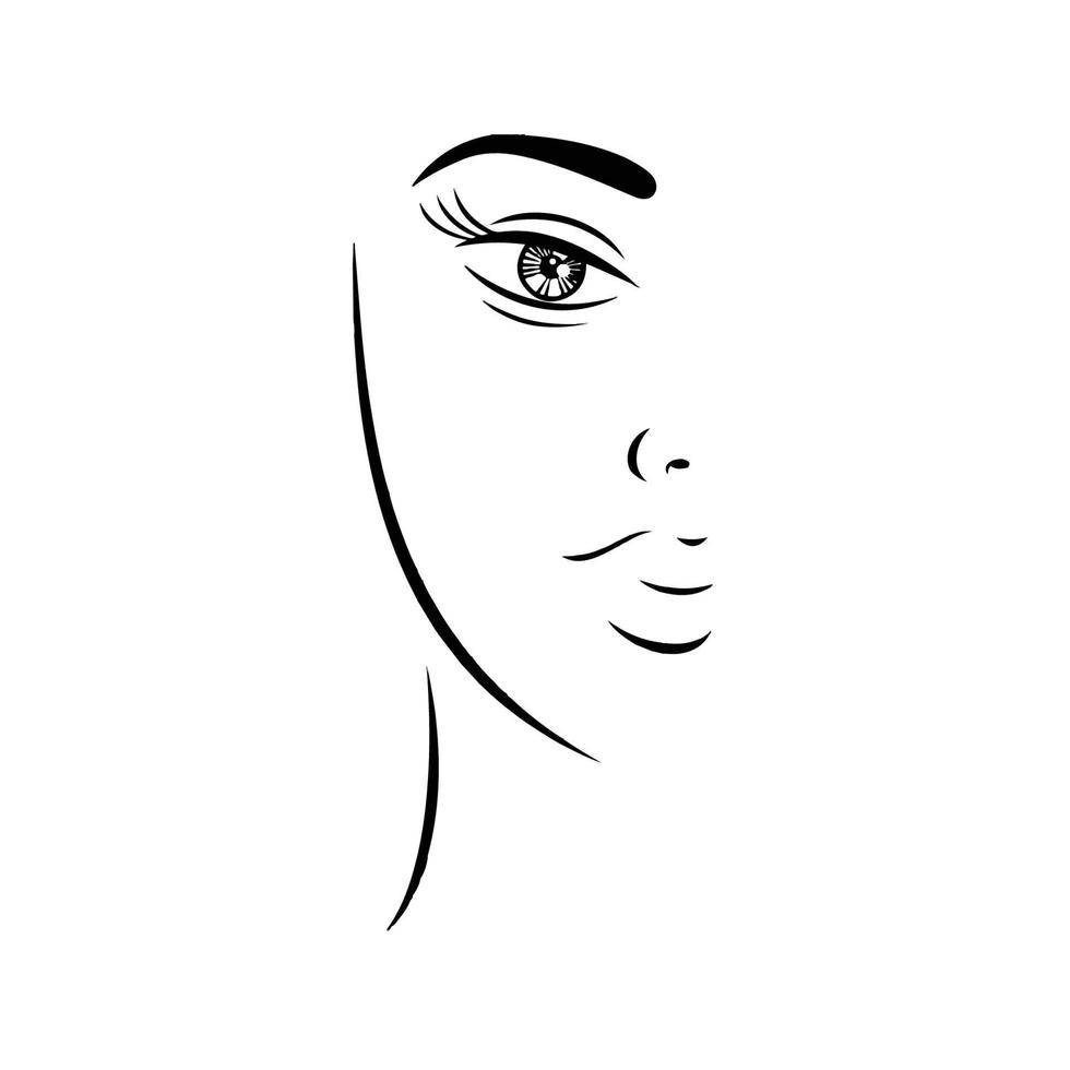 vector vector tekening van mooi inschrijving vrouw, portret in minimaal stijl. monochroom illustratie, emotioneel
