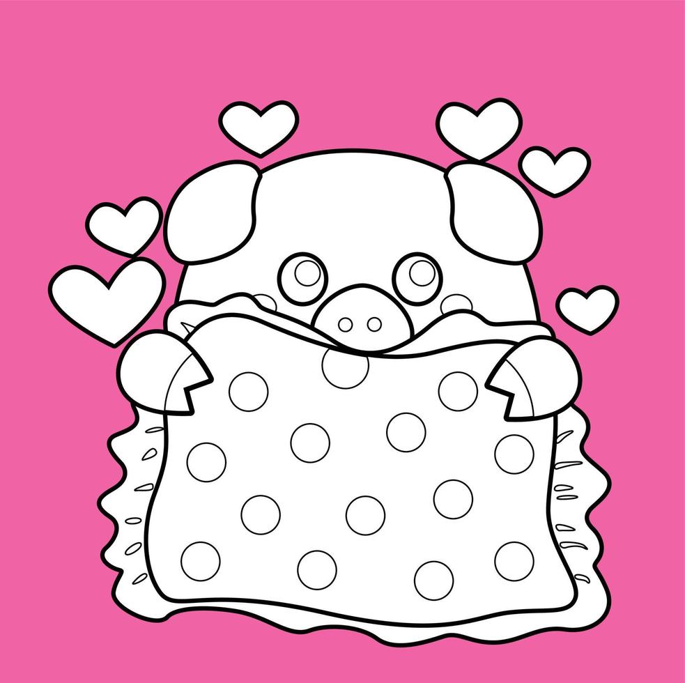schattig varken in liefde Valentijn dag digitaal postzegel vector