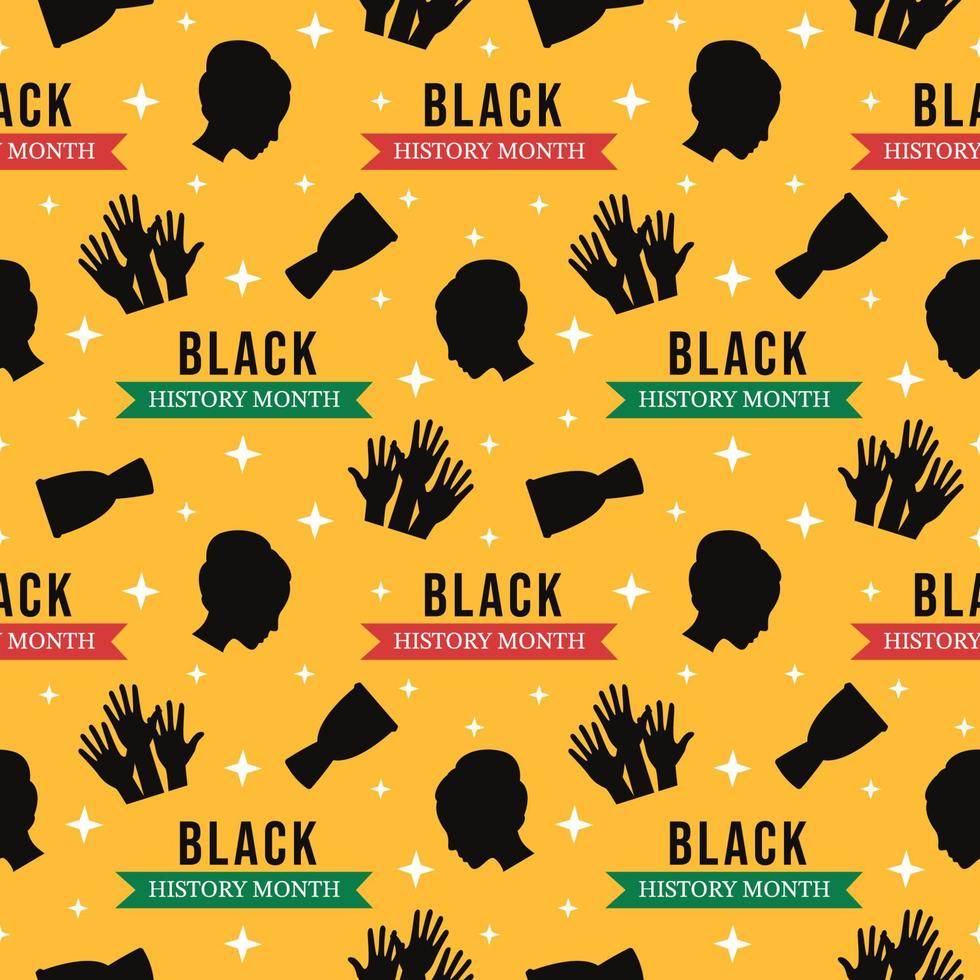 zwart geschiedenis maand naadloos patroon van Afrikaanse Amerikaans vakantie in sjabloon hand- getrokken tekenfilm vlak ontwerp illustratie vector