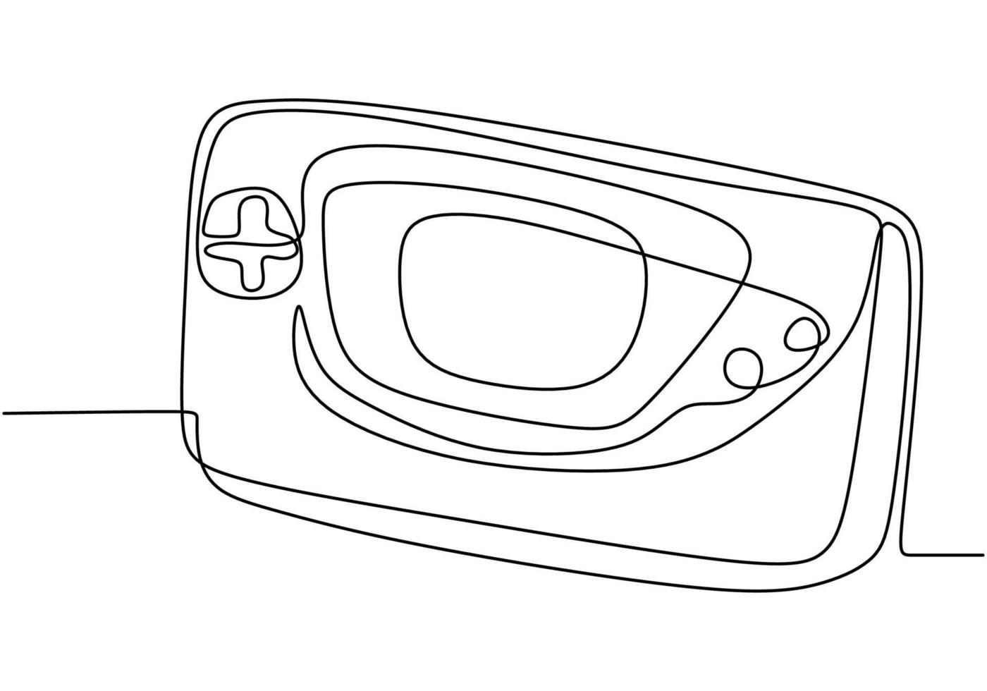 doorlopende lijntekening van het pictogram van de gameconsole in badge-stijl. vector