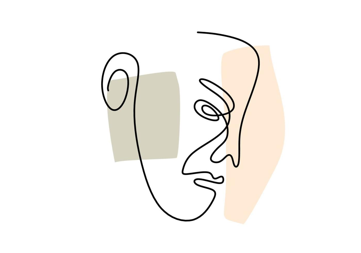 doorlopende lijn, tekening van gezichten, mode minimalistisch concept, vectorillustratie. vrouw abstract gezicht hand getekend geïsoleerd op een witte achtergrond. portret een vrouw in moderne abstracte stijl vector