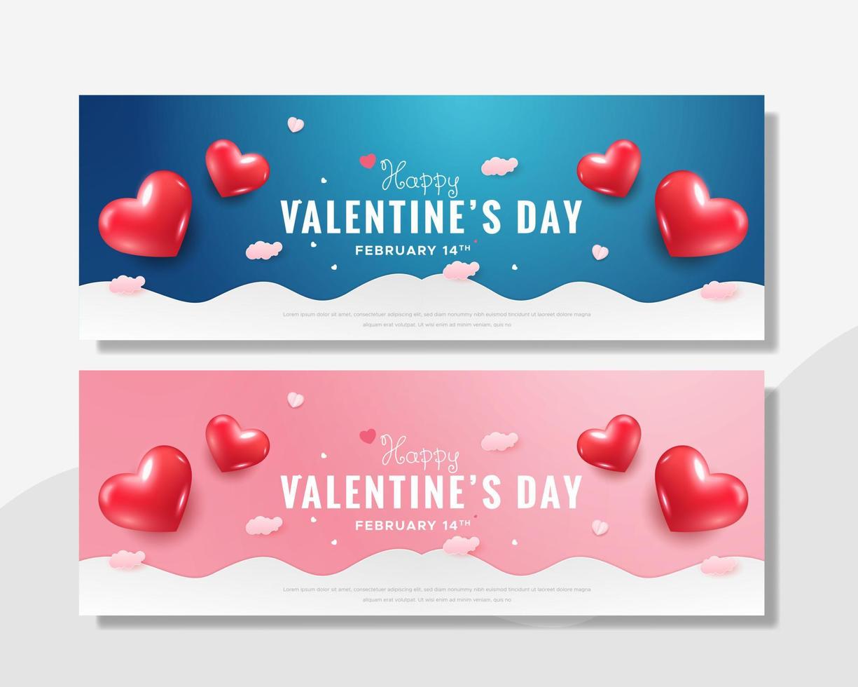 web banier Valentijn dag uitverkoop sjabloon met roze en blauw kleur. heel erg gemakkelijk gebruiken. vector