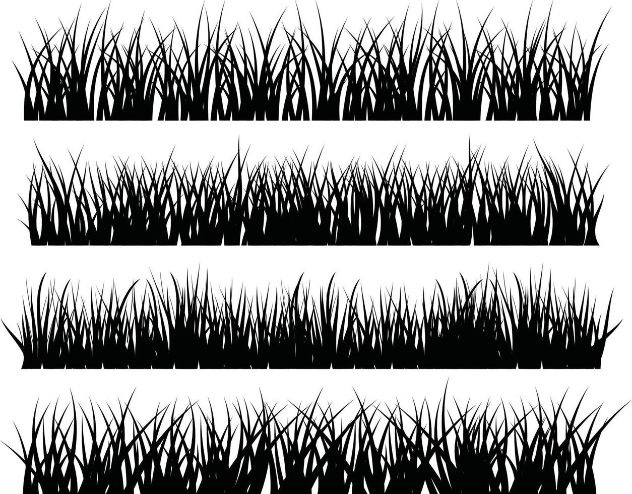 groot gras borders set, vector illustratie