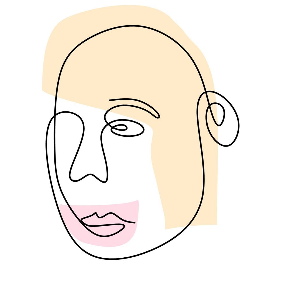 een doorlopende lijntekening van abstract gezicht van de mens. moderne doorlopende lijntekeningen man en vrouw minimalistische contour. vector