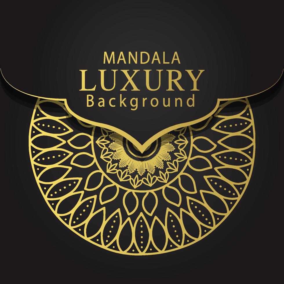 luxe mandala gouden met een zwart achtergrond elegant ontwerp voor verjaardag uitnodiging henna- vector