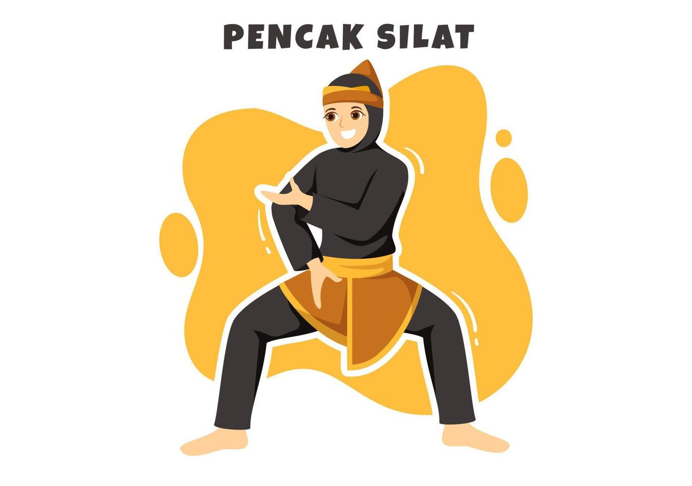 pencak silat sport illustratie met mensen houding krijgshaftig artiest van Indonesië voor web banier of landen bladzijde in vlak tekenfilm hand- getrokken Sjablonen vector