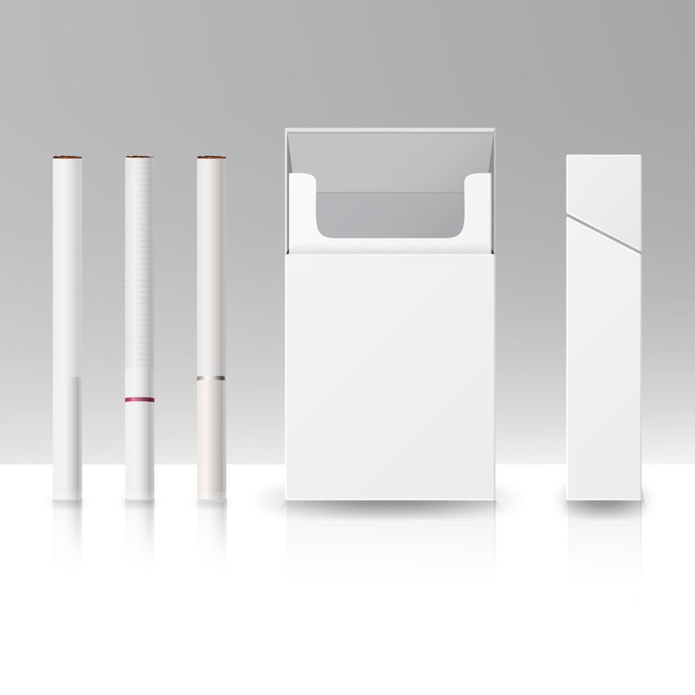 blanco pak pakket doos van sigaretten 3d vector realistisch bespotten omhoog. Product inpakken voor ontwerp