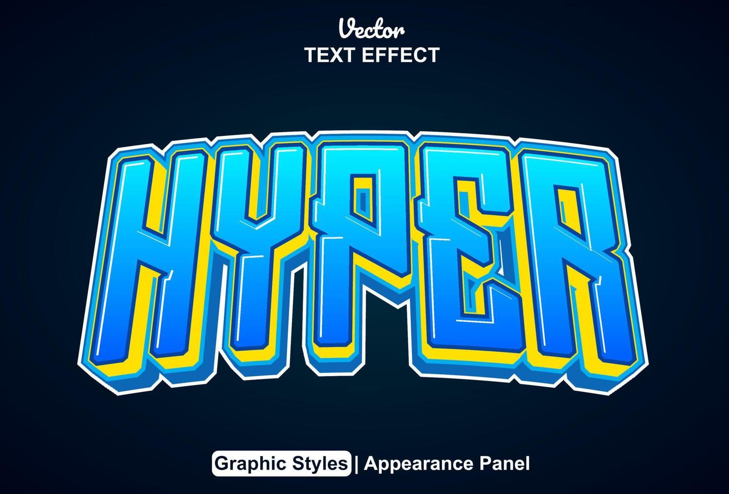 hyper tekst effect met grafisch stijl en bewerkbaar. vector