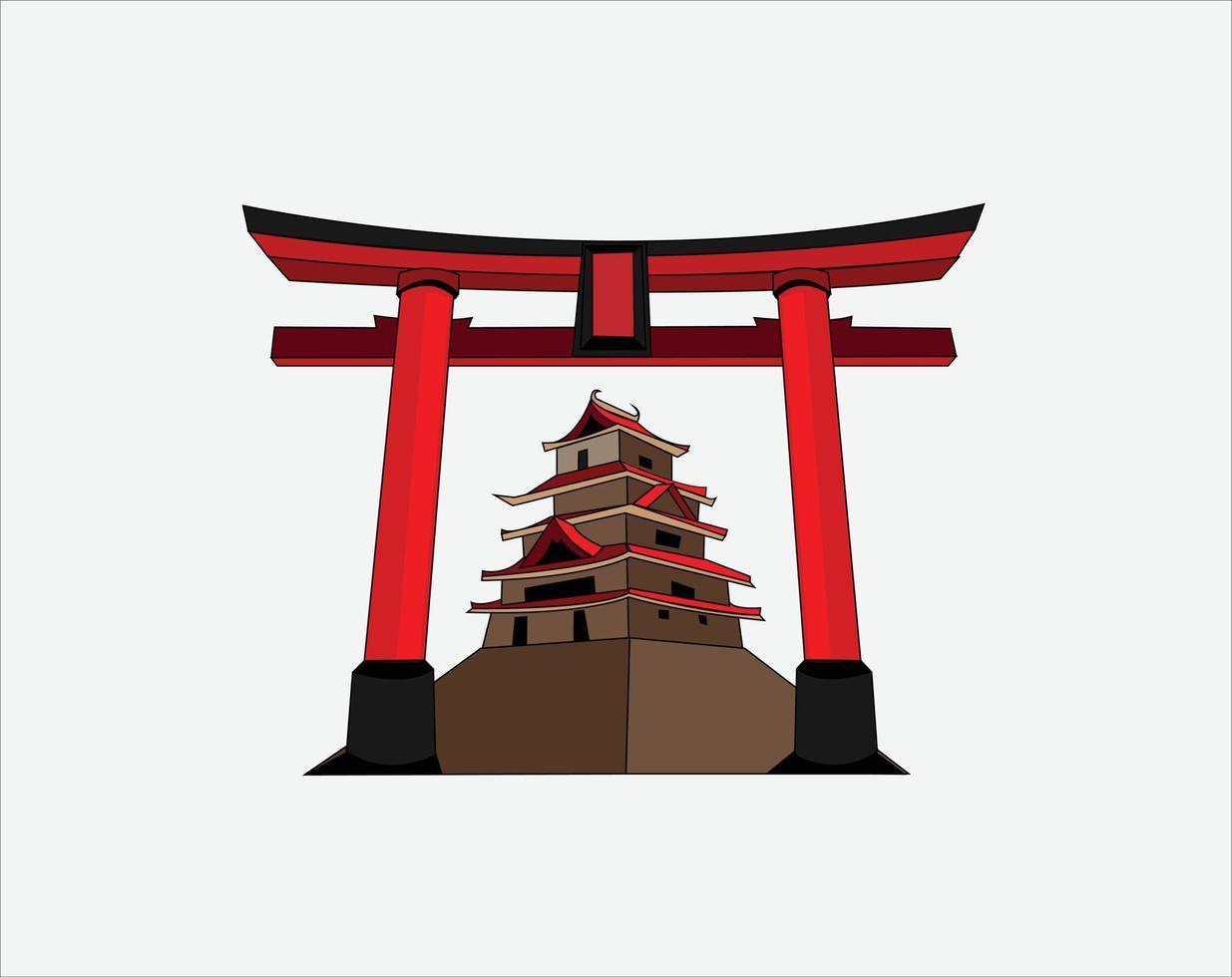 Japans kasteel vector illustratie Aan wit achtergrond