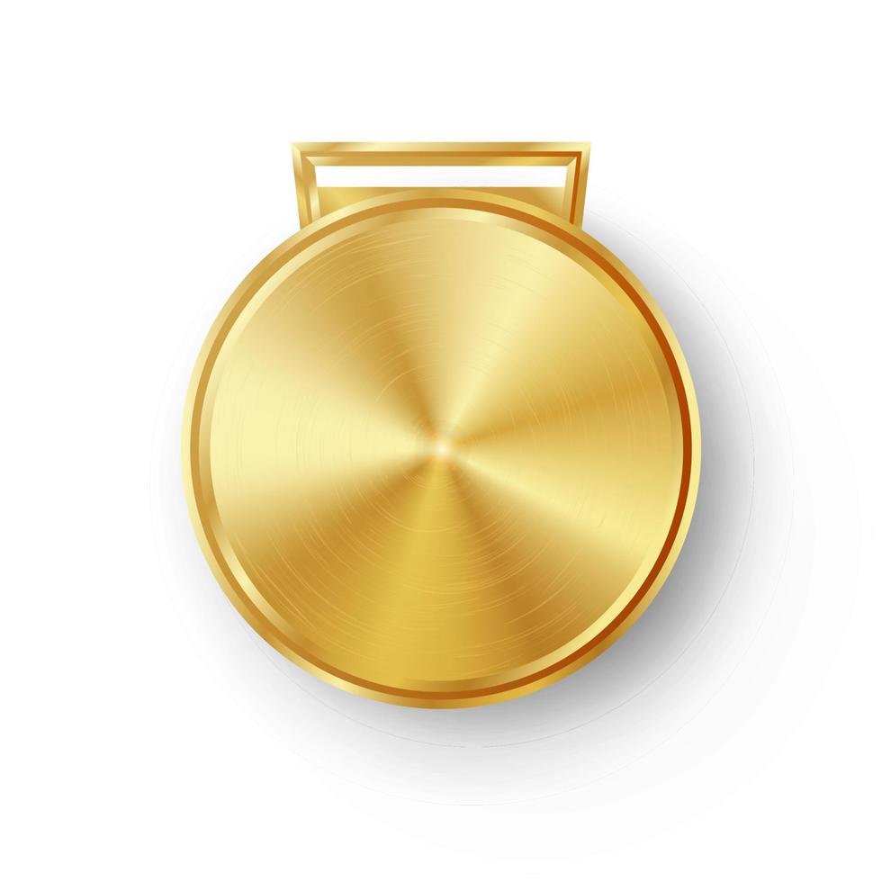 wedstrijd spellen gouden medaille sjabloon vector. realistisch cirkel meetkundig kenteken. technologie geperforeerd metaal textuur. goud. sport ceremonie ontwerp concept illustratie. zilver knop medaille blanco. vector