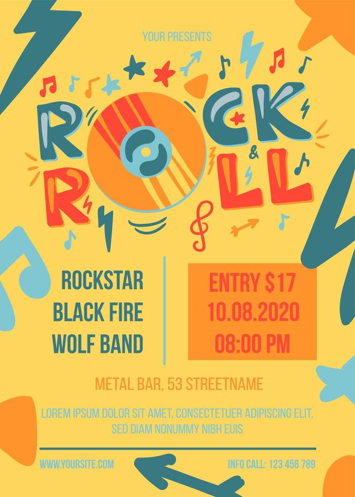 rock and roll partij vector poster sjabloon