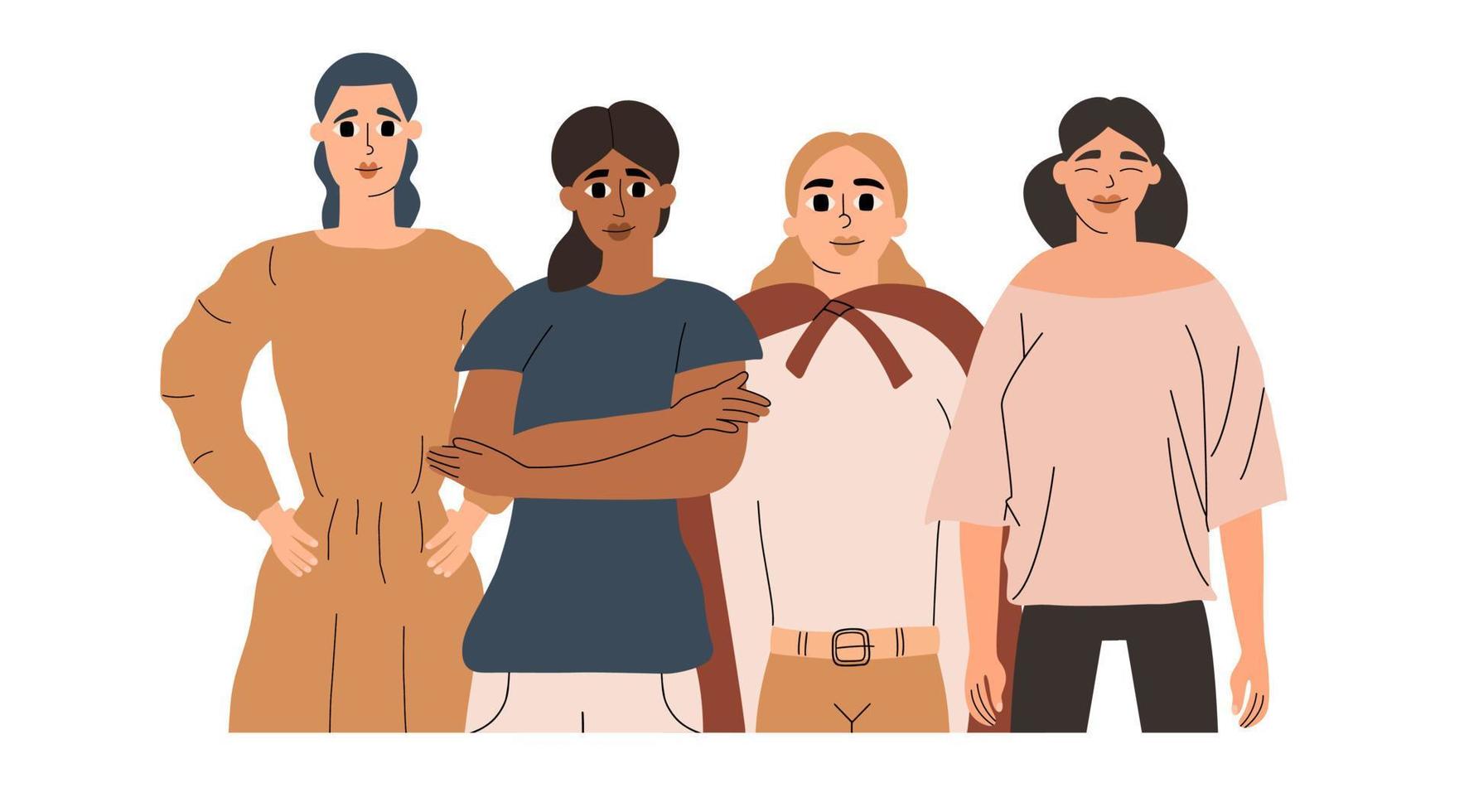 vrouwen geschiedenis maand. vector illustratie in hand- getrokken stijl