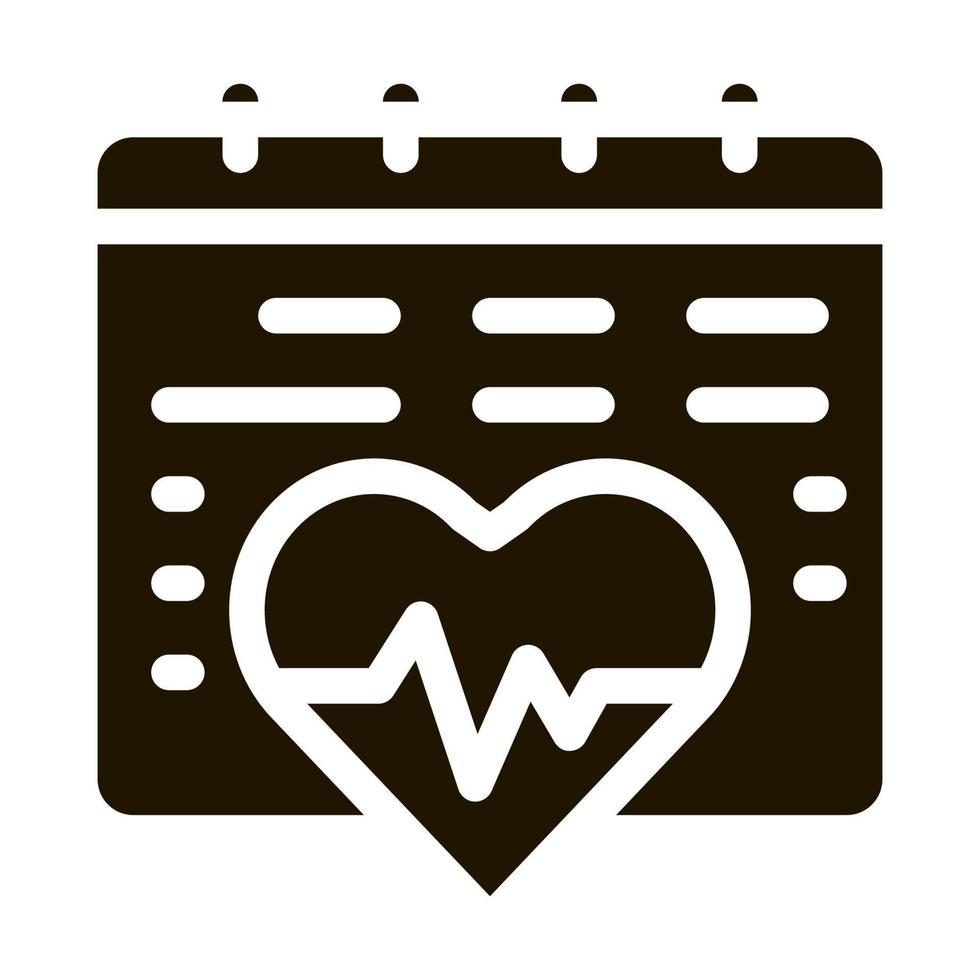 hart cardio kalender icoon vector glyph illustratie