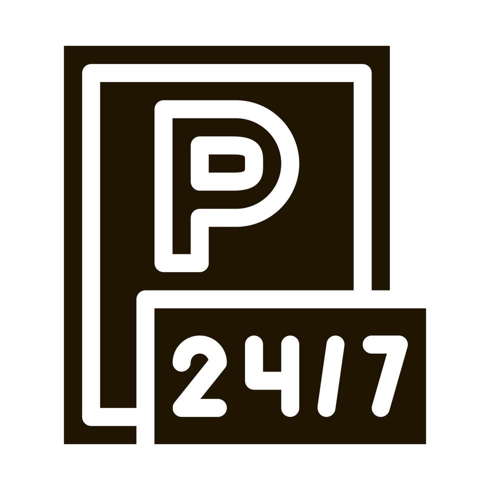 24 uur parkeren icoon vector glyph illustratie