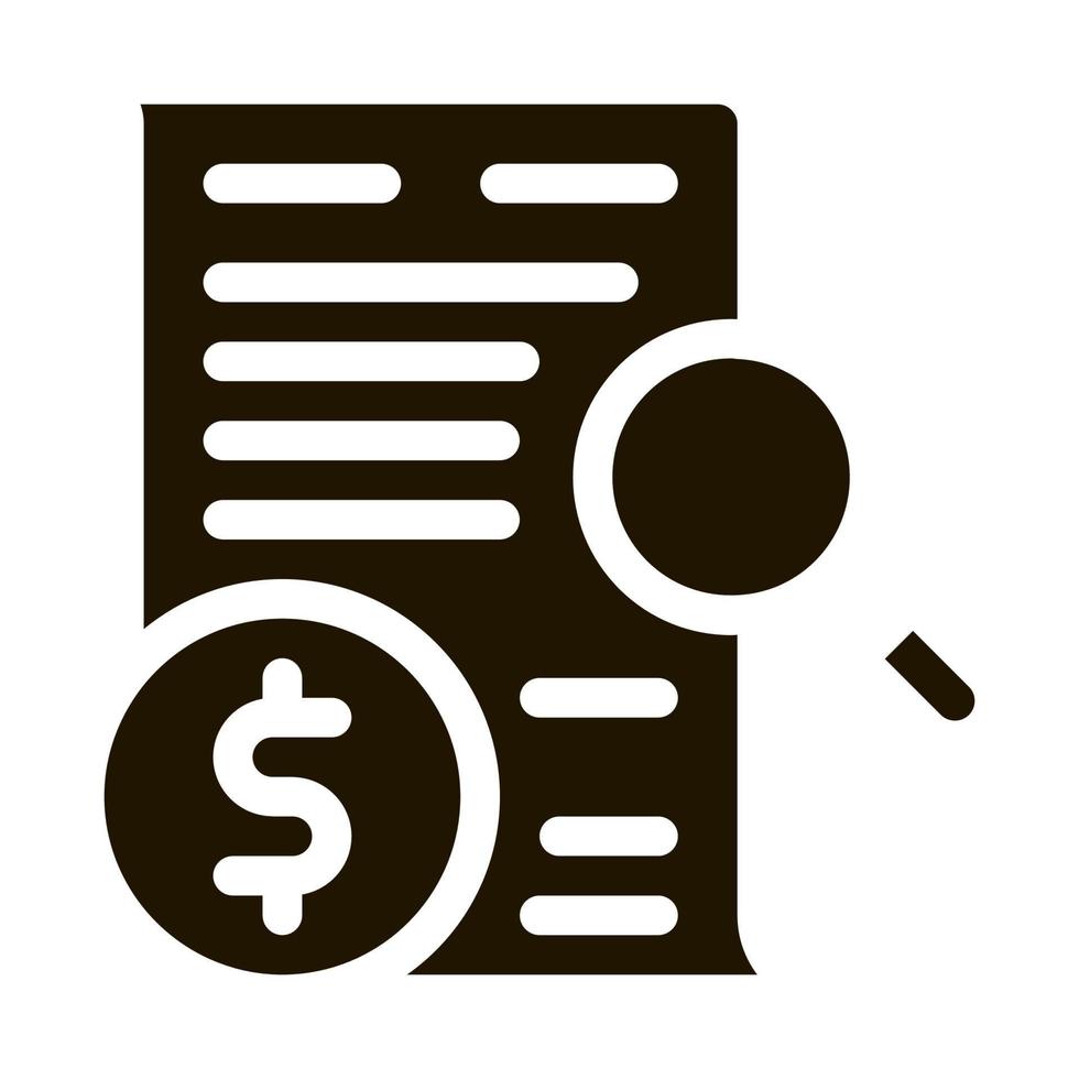 geld contract controleren icoon vector glyph illustratie