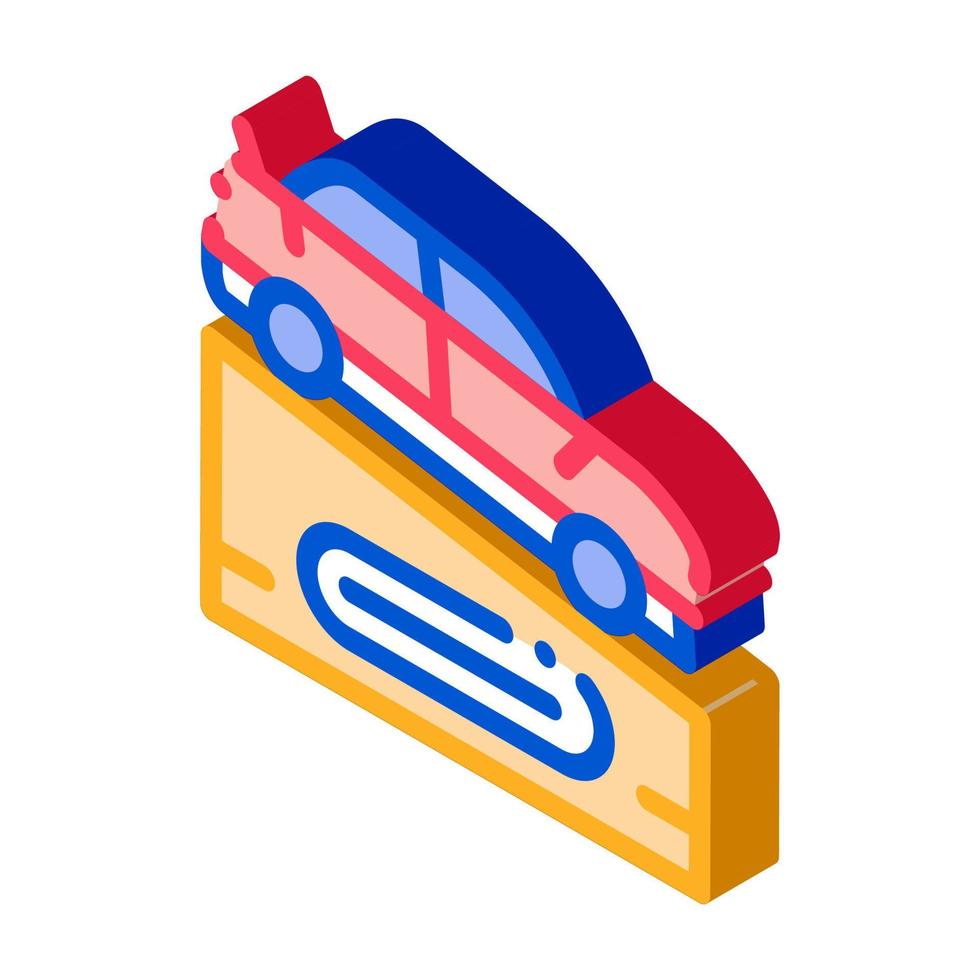 auto Aan voetstuk isometrische icoon vector illustratie