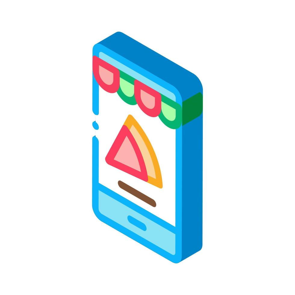 plak pizza telefoon isometrische icoon vector illustratie