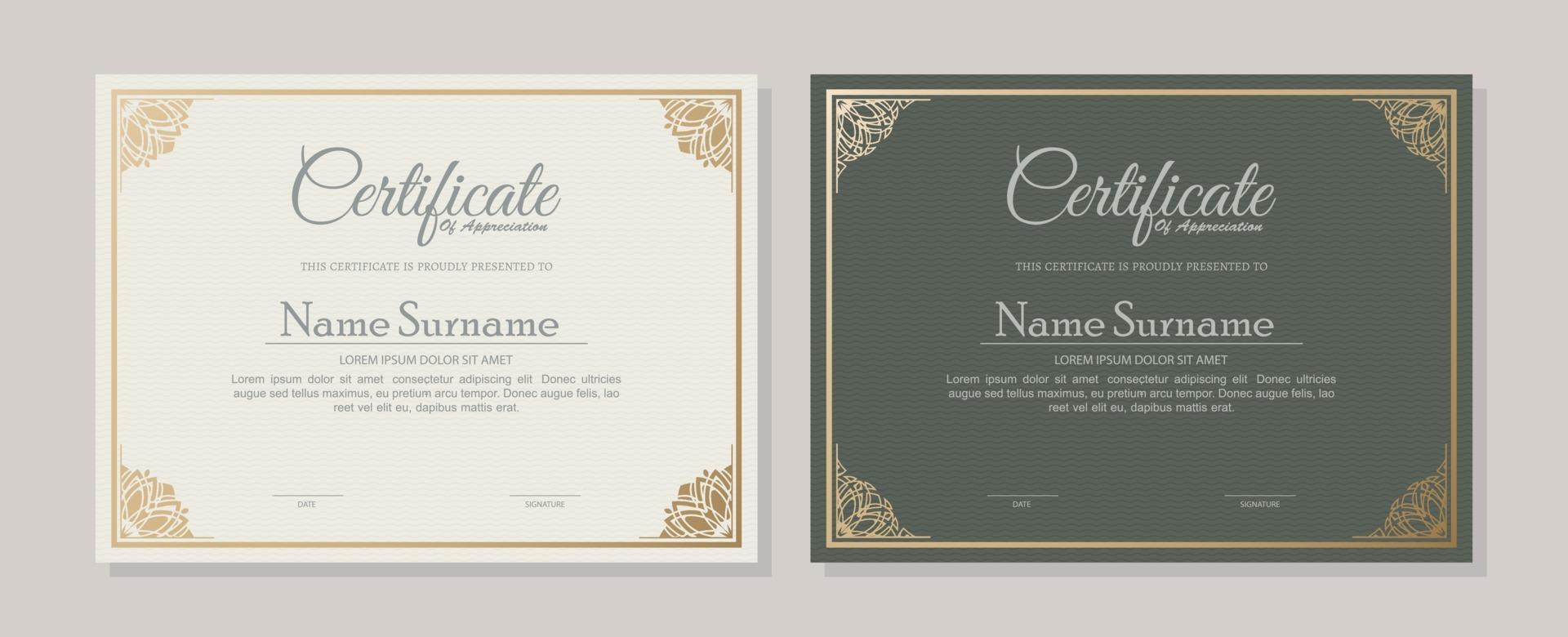 klassieke certificaatsjabloon set vector