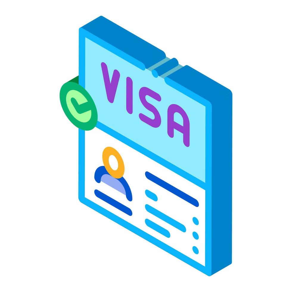 Visa document bevestiging isometrische icoon vector illustratie