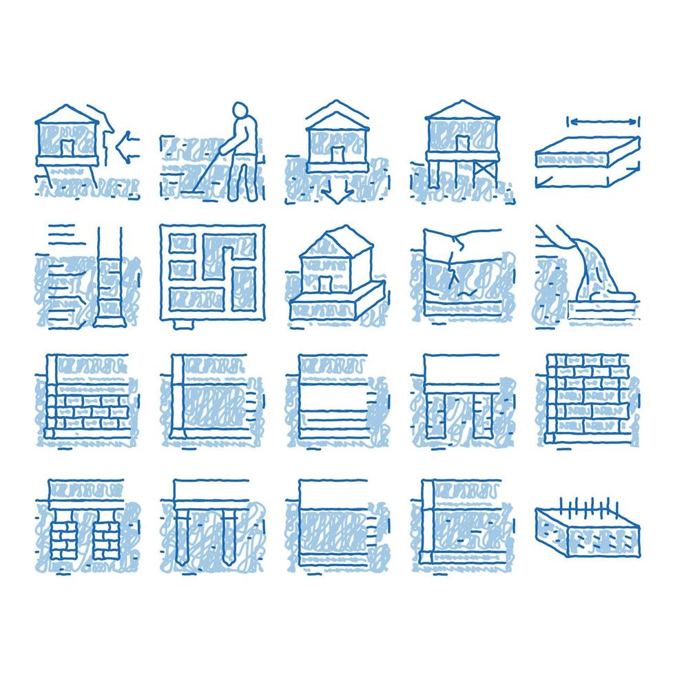 huis fundament baseren icoon hand- getrokken illustratie vector