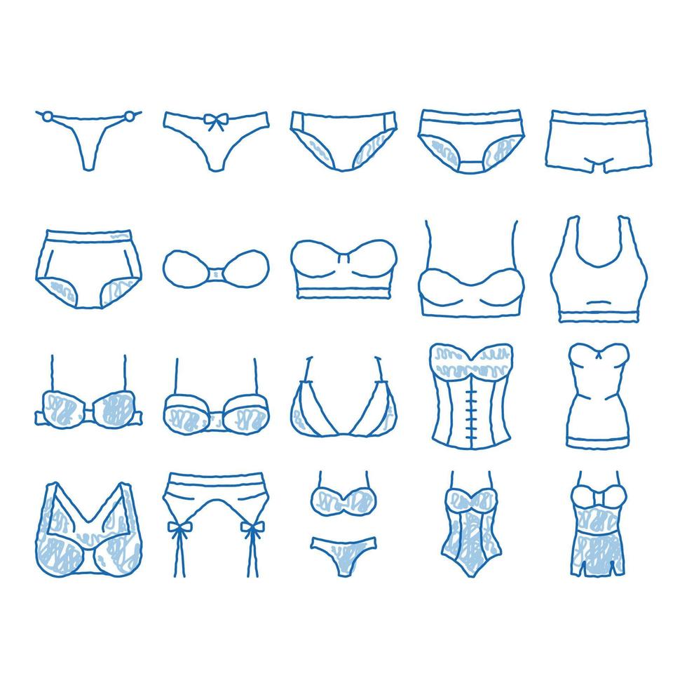 lingerie bras slipje icoon hand- getrokken illustratie vector