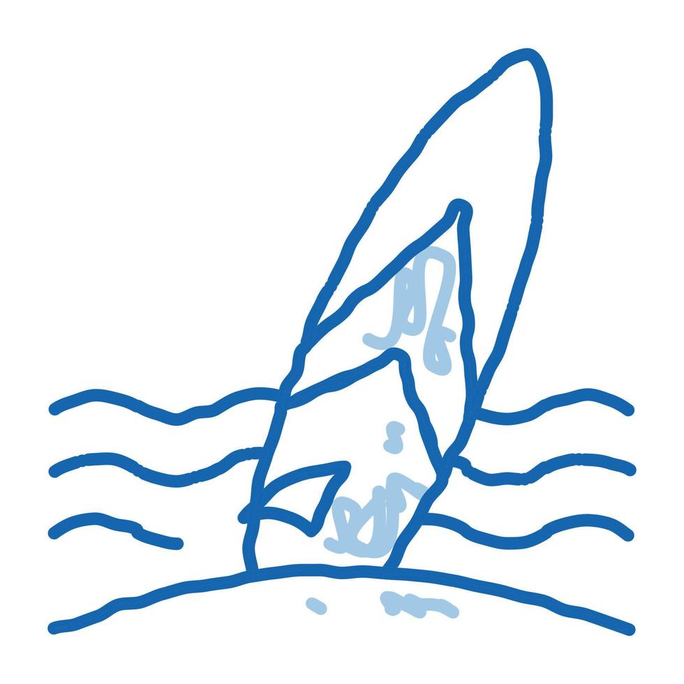 surfing bord Aan kust tekening icoon hand- getrokken illustratie vector