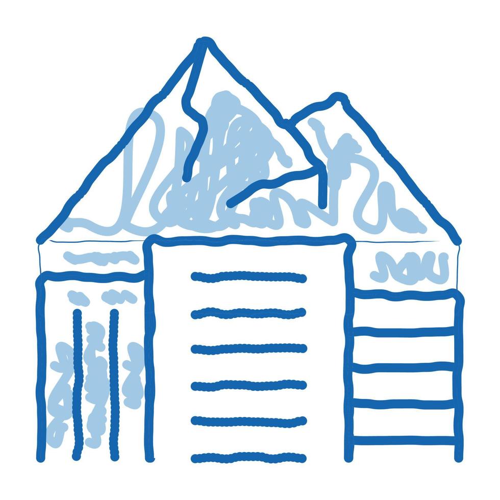 hoogbouw gebouwen tussen bergen tekening icoon hand- getrokken illustratie vector