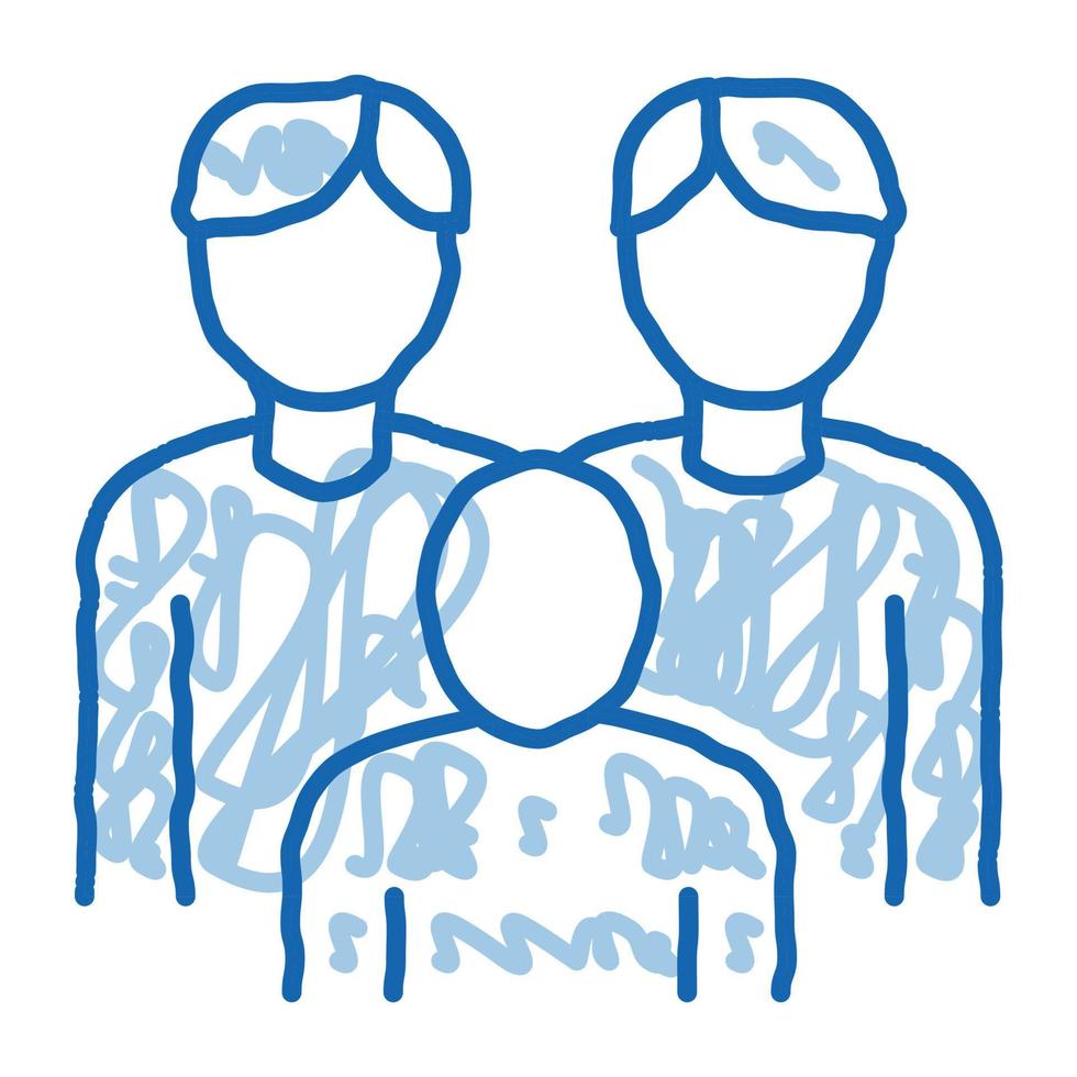 mannen homoseksueel familie en kind tekening icoon hand- getrokken illustratie vector