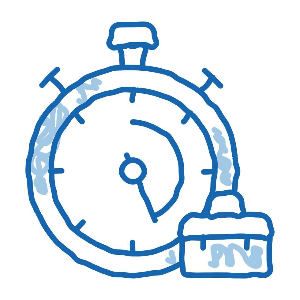 stopwatch en koffer behendig element tekening icoon hand- getrokken illustratie vector