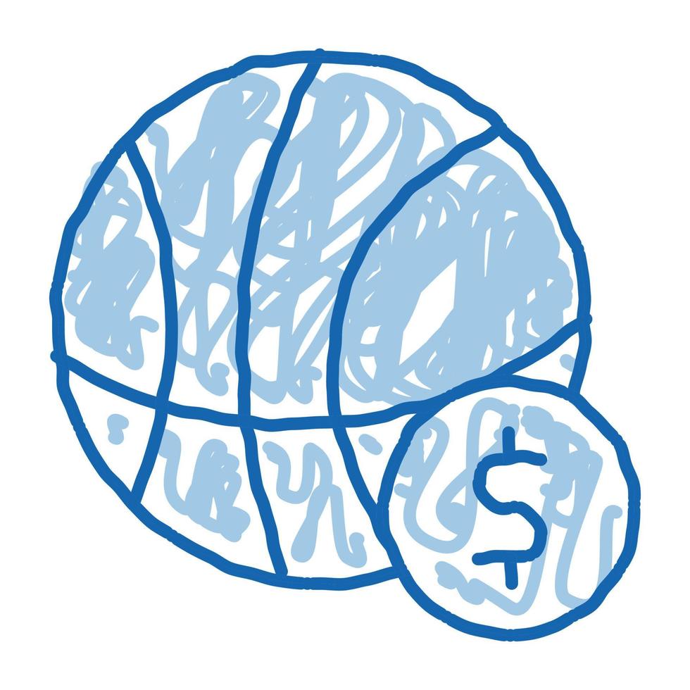 basketbal bal wedden en het gokken tekening icoon hand- getrokken illustratie vector