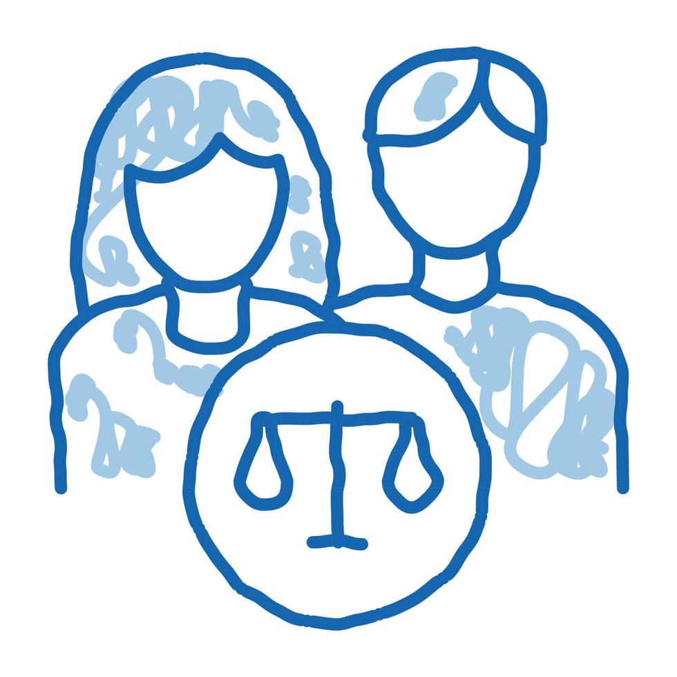 familie in rechtbank wet en oordeel tekening icoon hand- getrokken illustratie vector